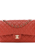 Lambskin Quilted Medium Double Flap Brown