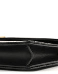 Grain De Poudre Matelasse Chevron Monogram Envelope Chain Wallet Black
