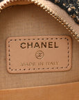 Wool Tweed Lambskin Quilted CHNL 19 Round Clutch With Chain and Coin Purse Beige Black