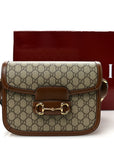 GG Supreme Monogram Azalea Calfskin Horsebit 1955 Shoulder Bag Beige Brown Sugar