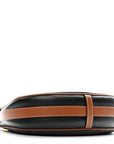Smooth Calfskin Medium Strap Ava Shoulder Bag Black Tan