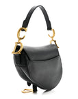 Grained Calfskin Mini Saddle Bag Black