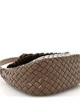 Nappa Intreccio Mini Cobble Shoulder Bag Taupe Grey