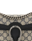 GG Supreme Monogram Textured Dollar Calfskin Small Rectangular Dionysus Shoulder Bag Beige Blue