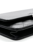 Grained Calfskin Quilted CC Box Wallet On Chain WOC Black