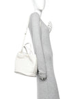 Calfskin Intrecciato Small Castello Bucket Bag White