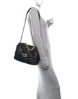 Goatskin Quilted Large CHNL 19 Flap Black