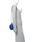 Caviar Quilted Small Business Affinity Flap Dark Blue