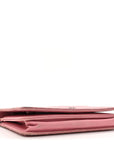 Lambskin Quilted CC Crossing Wallet On Chain WOC Pink