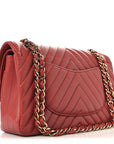 Lambskin Chevron Quilted Medium Double Flap Rosewood