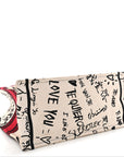Canvas Embroidered Medium D1ORamour Graffiti Book Tote Latte Multicolor