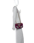 Velvet Matelasse Embroidered Mini GG Marmont Shoulder Bag Bordeaux