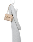 Calfskin Y Quilted Monogram Small Loulou Chain Satchel Dark Beige
