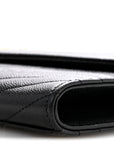 Grain De Poudre Matelasse Chevron Monogram Envelope Clutch Black