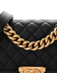 Calfskin Quilted Small Boy Flap Black