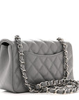 Caviar Quilted Mini Rectangular Flap Grey
