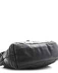 Lambskin Quilted Small Loulou Puffer Monogram Chain Satchel Black