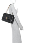 Lambskin Quilted Monogram Large Loulou Black