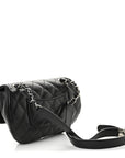 Calfskin Quilted CC Uniform Flap Belt Bag Black