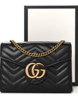 Calfskin Matelasse GG Marmont Chain Wallet Black