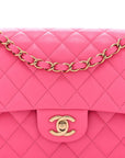 Caviar Quilted Medium Double Flap Pink