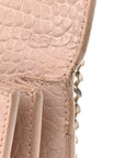 Calfskin Crocodile Embossed Medium Monogram Sunset Rose Antic