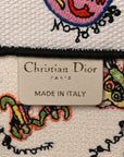 Canvas Embroidered Dragon Zodiac Medium Book Tote White Multicolor