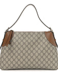 GG Supreme Monogram Emblem Medium Shoulder Bag Beige Ebony Sundial