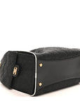 Braided Raffia Calfskin Quilted Small CHNL 25 Handbag Black White