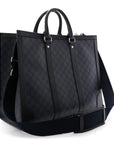 GG Supreme Monogram Textured Dollar Calfskin Large Ophidia Tote Bag Black Blue