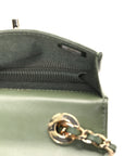 Lambskin Quilted Trendy CC Card Holder On Chain Green