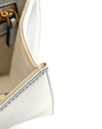 Metallic Grained Calfskin D1ORama Wallet on Chain Pouch Silver