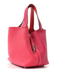 Taurillon Clemence Casaque Picotin Lock 22 MM Rose Extreme Rose Mexico Rouge De Coeur
