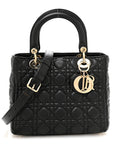Lambskin Cannage Medium Lady D1OR Black