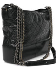 Aged Calfskin Quilted Large Gabrielle Hobo Black