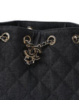 Denim Quilted Mini CHNL 25 Handbag Dark Blue