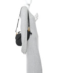 Grained Calfskin Saddle Bag With Strap Black