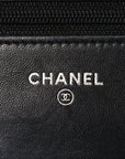 Lambskin Camellia Embossed Wallet on Chain WOC Black