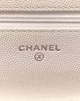 Caviar Quilted CHNL 19 Wallet On Chain WOC White Pink