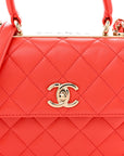 Lambskin Quilted Mini Trendy CC Dual Handle Flap Bag Dark Orange