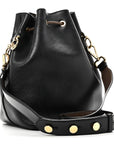 Vitello Century Matte F is FNDI Stamp Patch Bi-Color Grande Mon Tresor Bucket Bag Black Maya Fragola