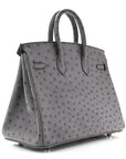 Ostrich Birkin 25 Gris Agate