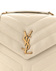 Calfskin Y Quilted Monogram Small Loulou Chain Satchel Crema Soft