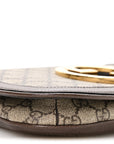 GG Supreme Monogram Textured Dollar Calfskin Blondie Chain Shoulder Flap Bag Beige Ebony New Acero