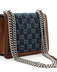 New Denim GG Monogram Dollar Calfskin Enamel Mini Dionysus Shoulder Bag Blue Tea Cuir Epilog Electric Blue