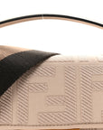 Canvas Vitello King Bi-Color Strap FF Embroidered Mini Baguette Poudre