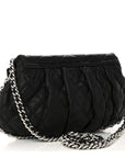 Washed Lambskin Quilted Medium Chain Around Messenger Black