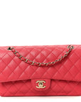 Caviar Quilted Medium Double Flap Dark Pink