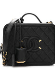Caviar Quilted Medium CC Filigree Vanity Case Black