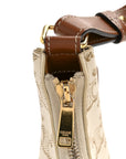 Canvas Calfskin Ava Triomphe Shoulder Bag White